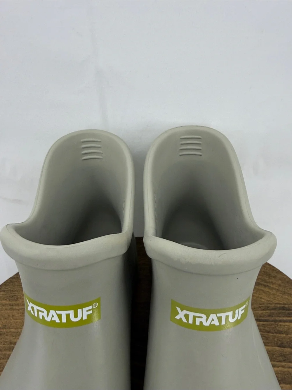 XTRATUF Kids Biolite Ankle Deck Boot in Gray Beige, Rubber Rain Boots, Youth 4